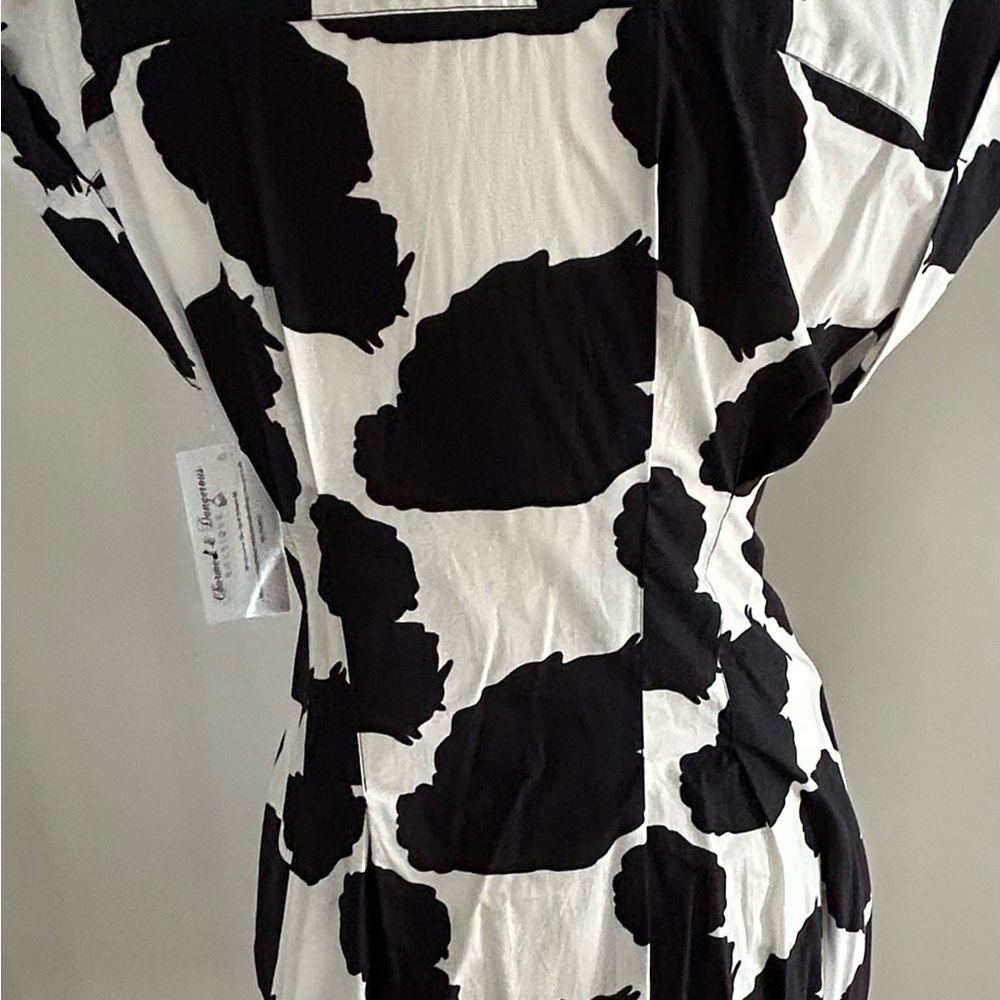 Elegant Black and White Abstract Dress - Picture 3 of 5